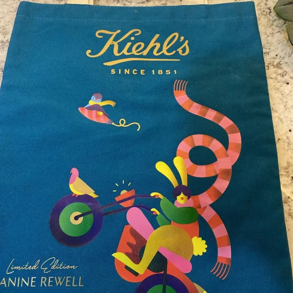 Kiehl's Limited Edition Designer Tote Bag Shoulder‎ Janine Rewell skeleton dog